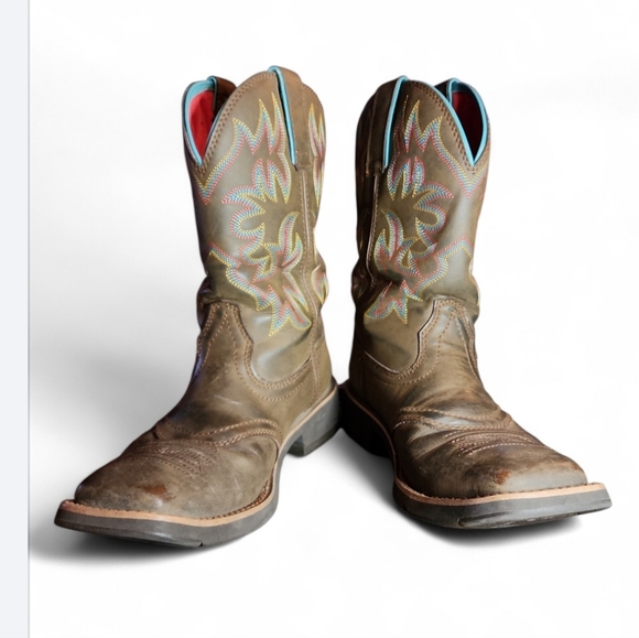 WOMENS ARIAT DELILAH 10018676 BROWN WESTERN COWBOY BOOTS SQUARE TOE 6.5B Leather - Picture 3 of 9